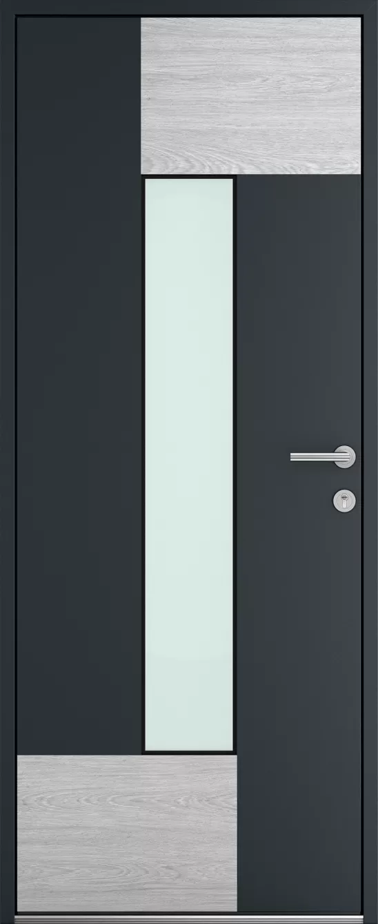 Porte d'entrée K-LINE Titanide vue extérieure, gris foncé texturé 7016T